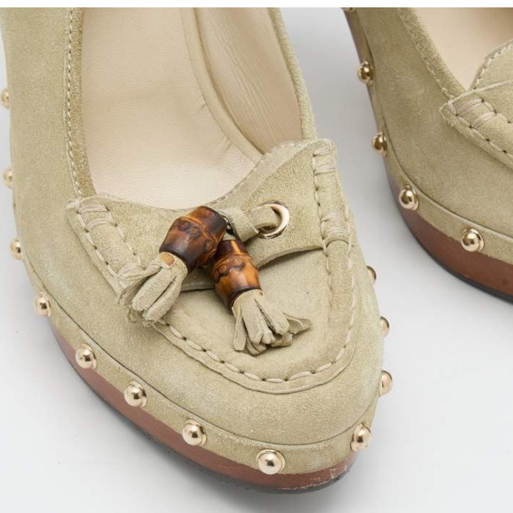 Authentic Gucci- Suede tassel heels